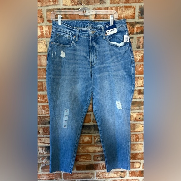 Old Navy Denim - Old Navy high rise CURVY straight Medium Wash Distressed Jeans